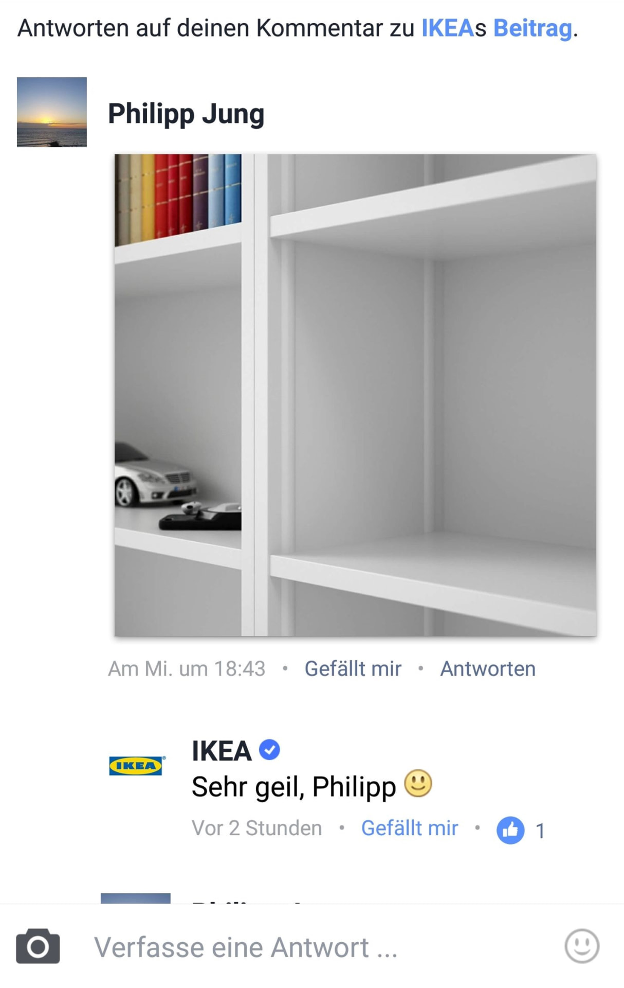 IKEA Deutschland kommentierte offiziell auf Facebook